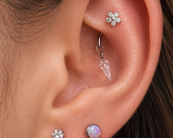 Implante de titanio sin rosca, de ajuste a presión, curva para piercing rook/ceja/ombligo, 16g/18g