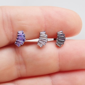 internally threaded CZ Implant Titanium Flatback Piercing 18g, 16g, 14g, helix, conch, tragus, cartilage