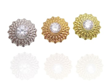 Piercing de titanio con parte posterior plana, diseño Mandala con circonitas cúbicas, calibres 18g, 16g y 14g, para medusa, hélix y cartílago.