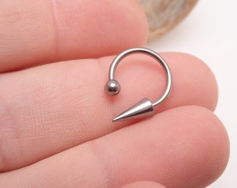 Piercing de herradura de titanio con punta, rosca interna, para cartílago labial