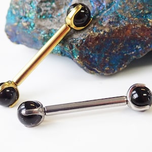 Onyx Implant Titanium internally threaded claw set opal nipple bar rings- 12G 14G Pure titanium nipple, industrial,barbell