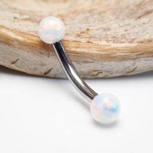 white fire opal titanium Daith Piercing, 16G Curved Barbell,Rook Earring,Cartilage,Helix,Eyebrow,Tragus,implant titanium Internally Threaded