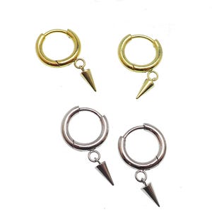 Implant  Titanium  Earring Hoops spike drop  · Earrings 20g , 8mm  hoops Sold in Pairs, gold, silver, Blurple