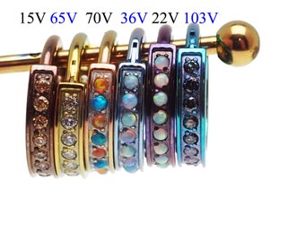 Huggie Design Inlaid Opal Implant Titanium Clicker 16g