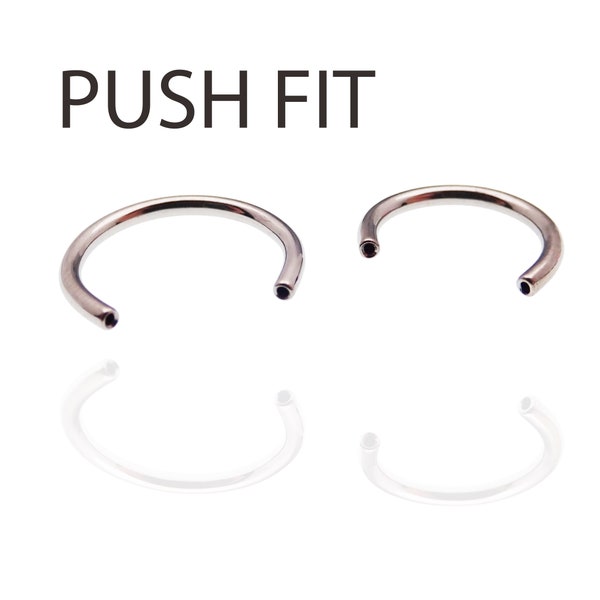 Implant Titanium circular  Horseshoe Ring - 16g, THREADLESS push fit ideal for septum, daith lip, helix