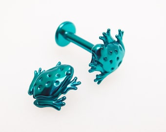 Adorable Implant Titanium Frog flatback piercing, 18g/16g/14g- 0.9mm thread