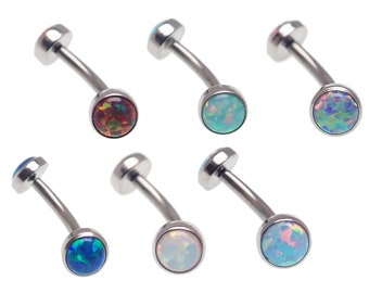 implant titanium ,Curved Barbells 4mm Opal Push Fit Threadless Titanium Curves 14g, 16g, lip, helix, ear, brow