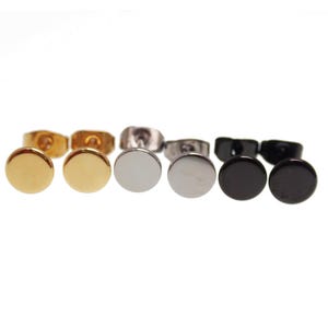 3mm, 4mm, 5mm, Silver, Black, or PVD Gold Implant-grade Titanium flat round disc earring, 100% Hypoallergenic 20g image 3