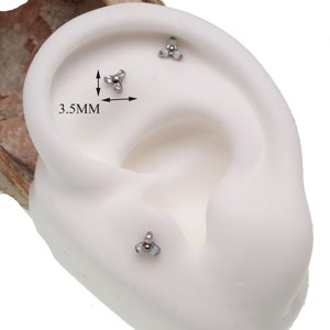 Push Fit Trinity Opal White  or CZ Implant Titanium Piercing 20g, 18g, 16g, 14g, cartilage, helix, lip piercing
