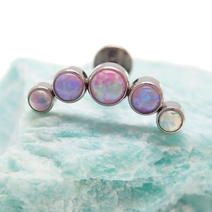 Pastel Mix Opal Cluster Implant Titanium Flatback Piercing 18g, 16g, 14g