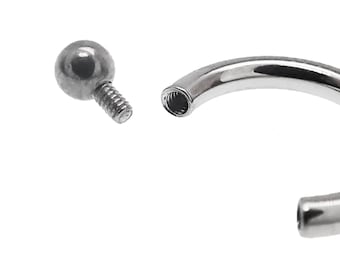 Implantaat titanium met inwendig schroefdraad, ronde hoefijzerring - 16 g, 14 g, septum, daith, tepel, helix, tragus - alleen steel