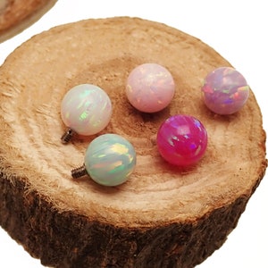 14g  ball only Titanium Treaded Opal Internally Threaded Ball End Attachments 6mm fire opal