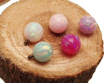 14g  ball only Titanium Treaded Opal Internally Threaded Ball End Attachments 6mm fire opal