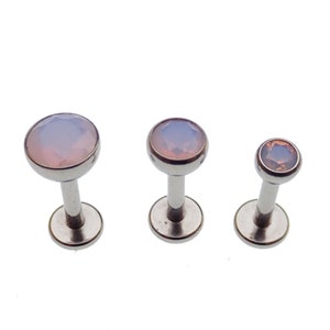 Implante de titanio con ajuste a presión sin rosca Opalite Titanium Flatback de 20 g, 18 g, 16 g, 14 g, hélice, medusa, labio, catalana, trago