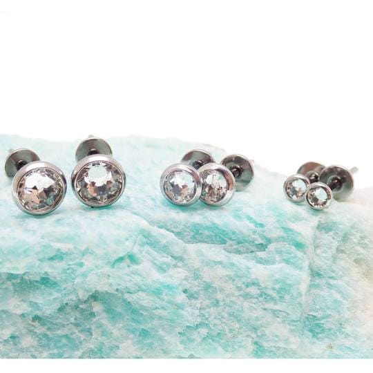 Implant-grade Titanium Bezel set CZ super sparkly disc earring  stud …