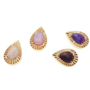 PVD gold fire Opal Teardrop ,Implant Titanium, internally threaded  Flatback Piercing 18g, 16g, 14g, medusa, tragus, ear, conch,piercing
