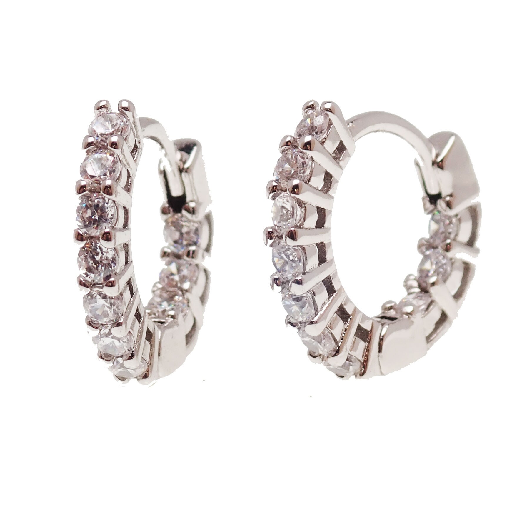 Joacii 3 Paia Orecchini A Cerchio Huggie Placcati Oro Bianco 18k Con Zirconi Colorati - Diametri 6, 8, 10 Mm - Ipoallergenici In Ottone