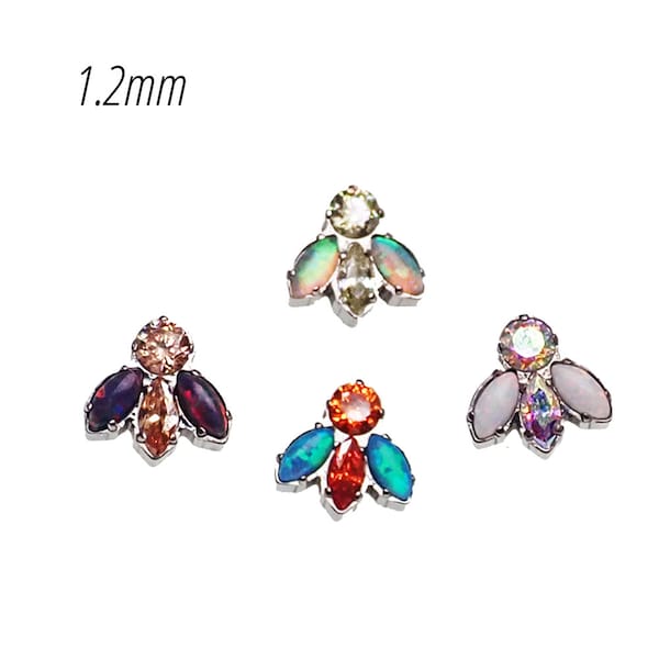 CZ & Opal Cute Bug Implant Titanium Internally Threaded DERMAL  or true 14g/1.2mm thread