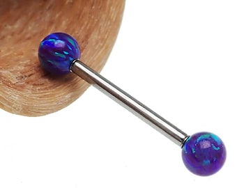 Barres de mamelons en titane avec filetage interne pour implants Sleepy Lavender Opal Ball 14 g, 12 g