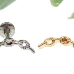 Inwendig geschroefde kettingstijl implantaat titanium plaksteen piercing, helix, kraakbeen, plat, pin, body piercing,