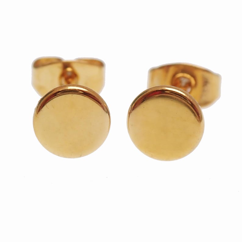 3mm, 4mm, 5mm, Silver, Black, or PVD Gold Implant-grade Titanium flat round disc earring, 100% Hypoallergenic 20g image 6