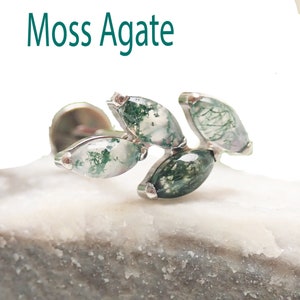 Moss Agate Vine design Implant Titanium Flatback Piercing 18g, 16g, 14g, Single Piercing