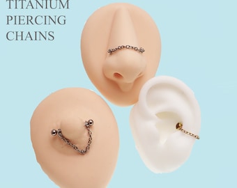TITANIUM Nose chain, nostril chain, nasalang, Nipple chain, Conch chain titanium chains ,over bridge chain