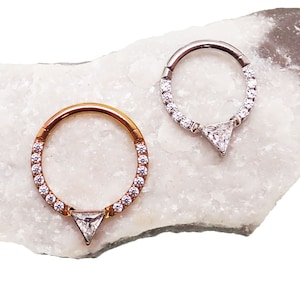 16g Titanium Stunning CZ clicker Septum, Daith piercing 8mm or 10mm
