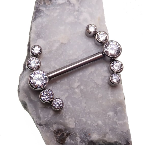 12g 14g 16g PUSH FIT Titanium Swarovski Crystal Gem Stone Cluster