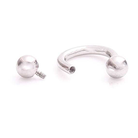 Titanium horseshoe circular ring, internally threaded implant titanium piercing, septum, lip, helix 14g or 16g complete with balls