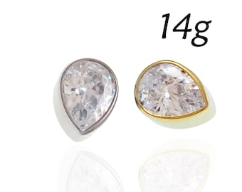 14G Implant Titanium Internally Threaded Teardrop top Attachment  top , ideal for dermal anchor/ belly any 14g piercing (1.2mm thread screw)