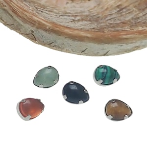 Natural Stone Teardrop Implant Titanium Flatback Piercing (Medusa, Lip, Tragus, Conch, Helix, Flat) 18g, 16g, 14g