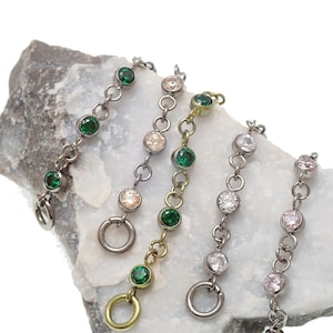 implant Titanium CZ Chain   Nipple- Nose chain, nostril chain, nasalang, Nipple opal shield, Conch chain ,over bridge chain ,helix chain
