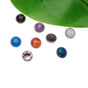 8mm Opal or CZ Dermal Top 14g Loose Top Internally Threaded Implant Titanium