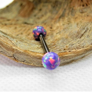 Multi Lavender Opal Ball Internally Threaded Implant Titanium Nipple Bars 14g, 12g