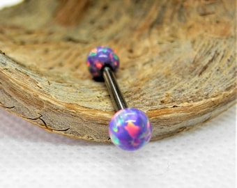 Multi Lavender Opal Ball Internally Threaded Implant Titanium Nipple Bars 14g, 12g