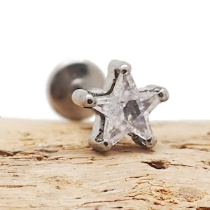 Volledige doorzichtige CZ Star implantaat titanium plaksteen piercing 18 g, 16 g, 14 g