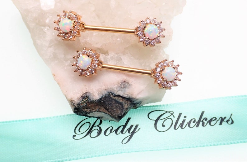 Opal Gold Nipple Rings Nipple Jewel Opal Barbell Nipple Etsy