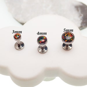 Black Fall Fire Opal Implantaat met interne schroefdraad Titanium plaksteen piercing 18 g, 16 g, 14 g spiraal, lip, oor