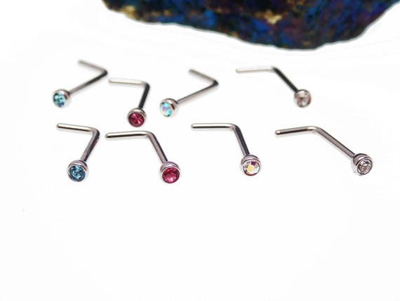 LongBeauty 4-Piece Surgical Steel Nose Stud Set - L-Shape, Ball Nose, 20G, Assorted Sizes 1.5-3mm