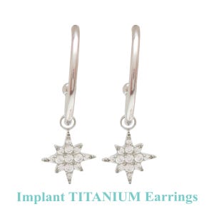 Implant titanium hoop earrings , dangle charm earrings, sensitive ears, sold in pairs , gift for her 20g 100% titanium hypoallergenic