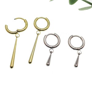 Kolczyki z implantami tytanowymi w kształcie kółek z łezką · Kolczyki 20g, kółka 8 mm Sprzedawane w parach, złote, srebrne, Blurple