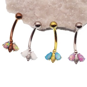 Titanium Fire Opal Butterfly navel belly piercing, internally threaded, super cute, light weight, hypoallergenic, tarnish free,