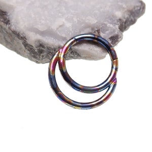 Oil Slick Custom Titanium double crescent moon clicker septum- daith -helix implant grade TITANIUM hypoallergenic 16G