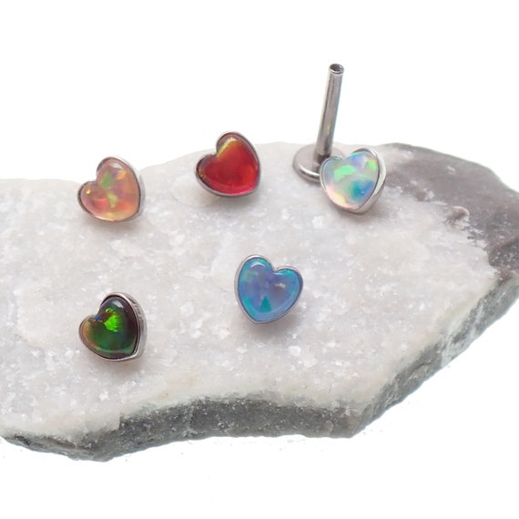 Sterling Silver Pink, Blue and White Rainbow Created Opal Heart Dangle Earrings Sterling Silver Pink, Blue and White Rainbow Created Opal Heart Dangle Earrings