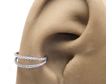 implant en titane double couche CZ 8 mm, 10 mm, 12 mm, 14 mm implant en titane Clicker · Conch/Tragus/Rook/Septum ·hypoallergénique 16 g et 20 g