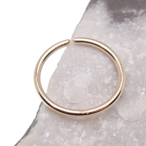 14K Yellow solid real gold 18g pull apart seamless hoop, 6mm,8mm,10mm,12mm conch, helix , outer conch, nose ,helix