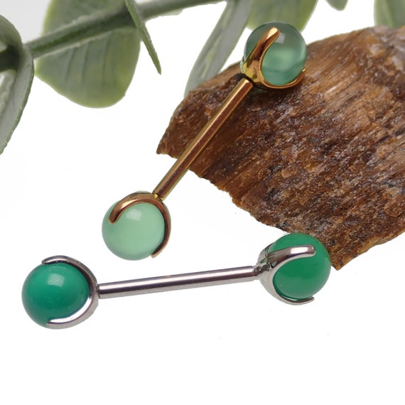 Real Jade Stone Internally PUSH FIT Titanium Nipple Bar Rings - Etsy UK