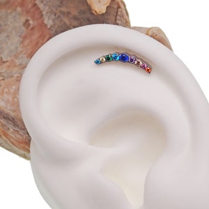 Colorful CZ 9-Cluster Implant Titanium Flatback Piercing 18g, 16g, 14g