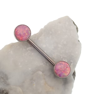 Implant titanium threadless push fit  nipple piercing, 12g 14g 16g Nipple piercings, - easy to wear, hypoallergenic  ,opal nipple piercing